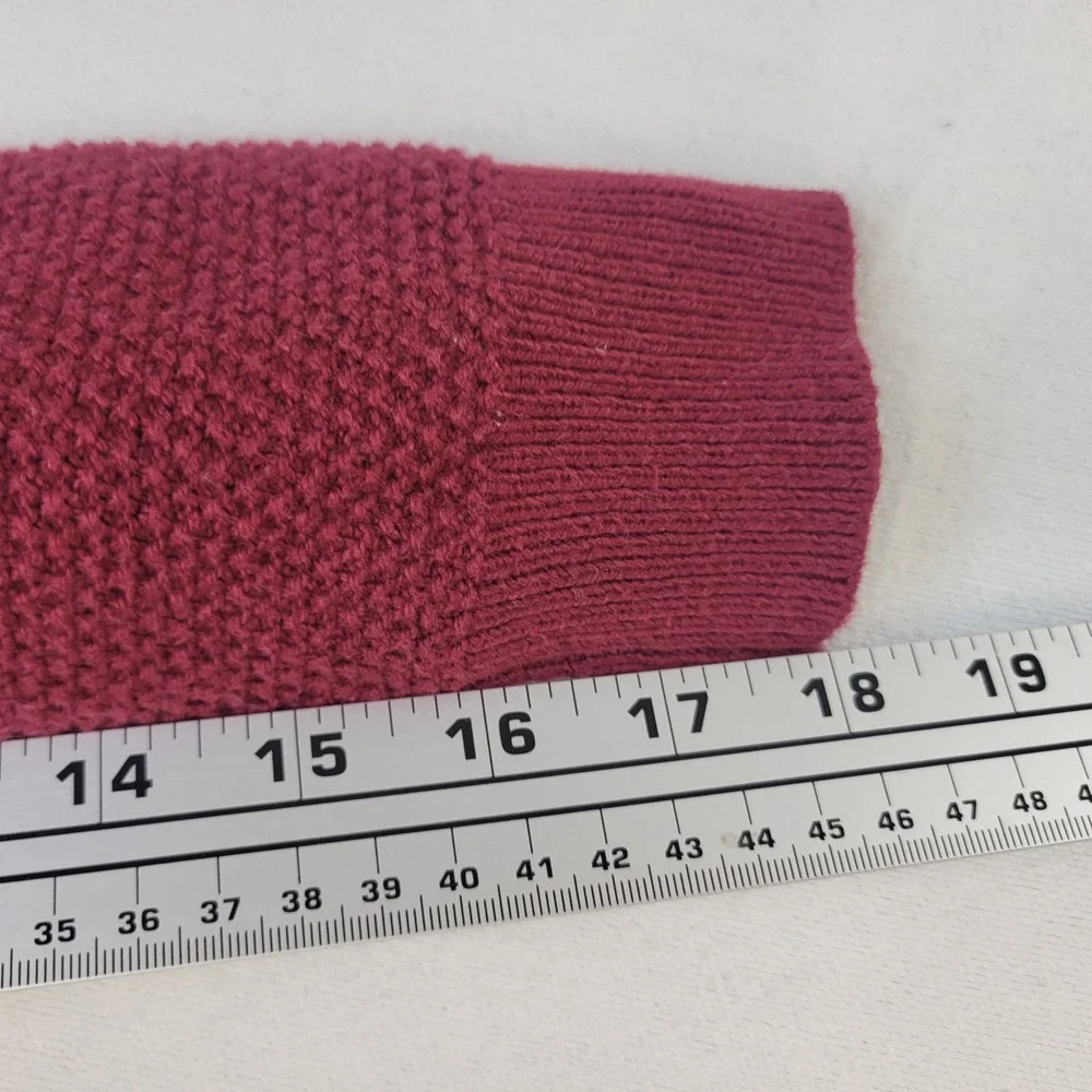 Madewell Sweater Womens Small Burgundy Tulip Hem‎ Waffle Knit E3445
